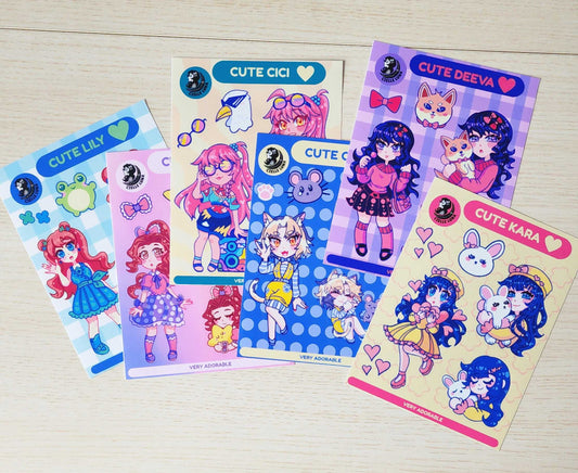 A Full Sticker Sheet Set: Cute Little Ladies